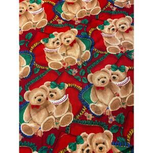 VTG Springs Industries Cotton Teddy Bear Holiday Christmas Fabric NOS 31 x 44 In